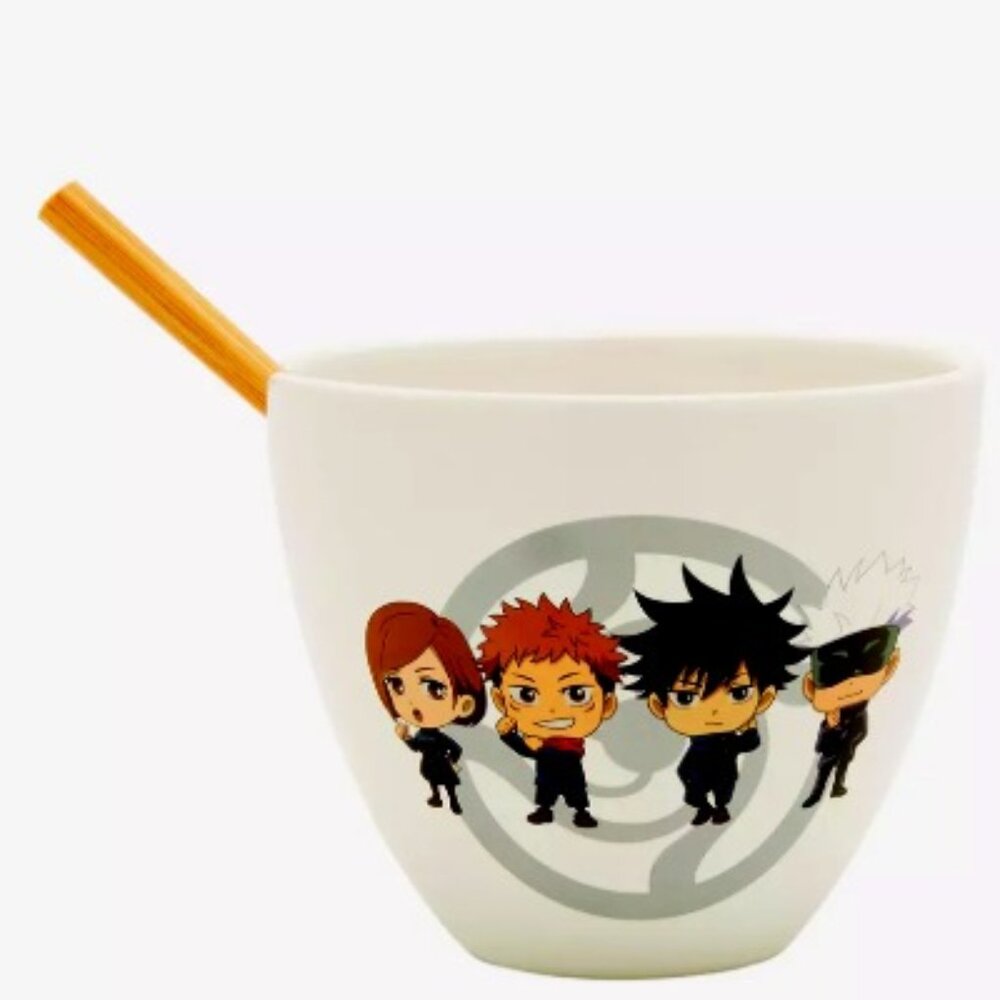 Jujutsu Kaisen Chibi Characters Ramen Bowl with Chopsticks (NIB)